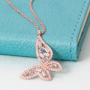 Butterfly Pendant Necklace, 14K Gold Plated Necklace, Anniversary Jewelry